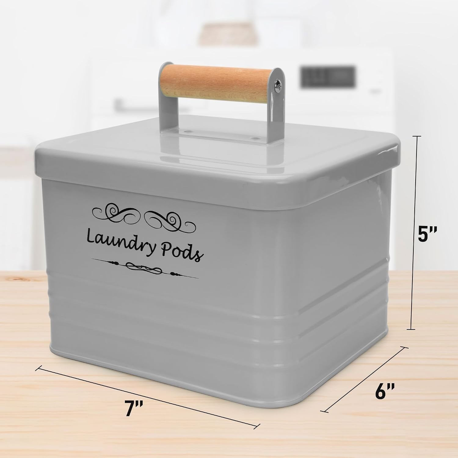 Laundry Pods Holder – Modern Farmhouse Laundry Pods Container – Metal Detergent