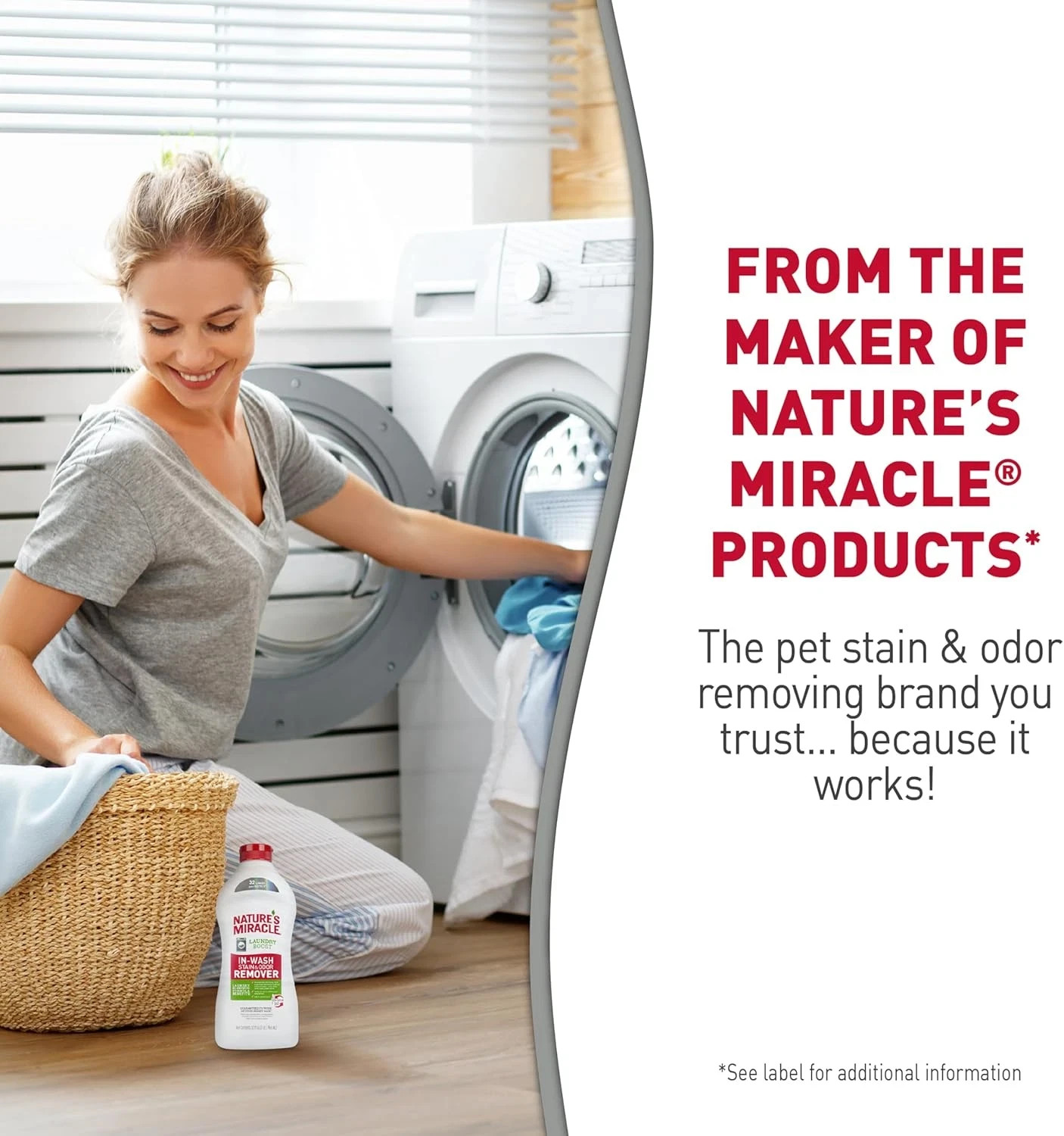 Nature’S Miracle Laundry Boost In-Wash Stain and Odor Remover, 32 Ounces, Laundr