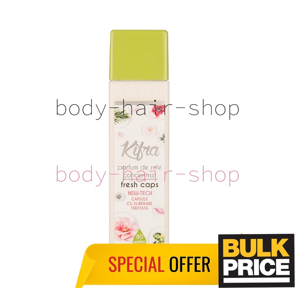 Kifra Fresh Caps Laundry Perfume Fabric Scent Soft Floral Green Freshness 200ml
