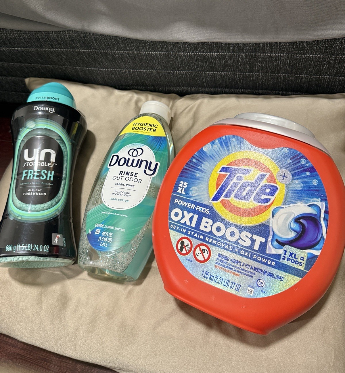 🫧💖Tide Power Pods Oxi Boost 25XL + Downy Cool Cotton Rinse 48oz + Fresh 24oz