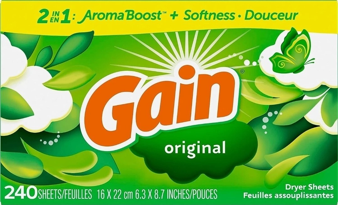 Gain Dryer Sheets Laundry Anti-Static Fabric Softener, Original Scent, 240 Count
