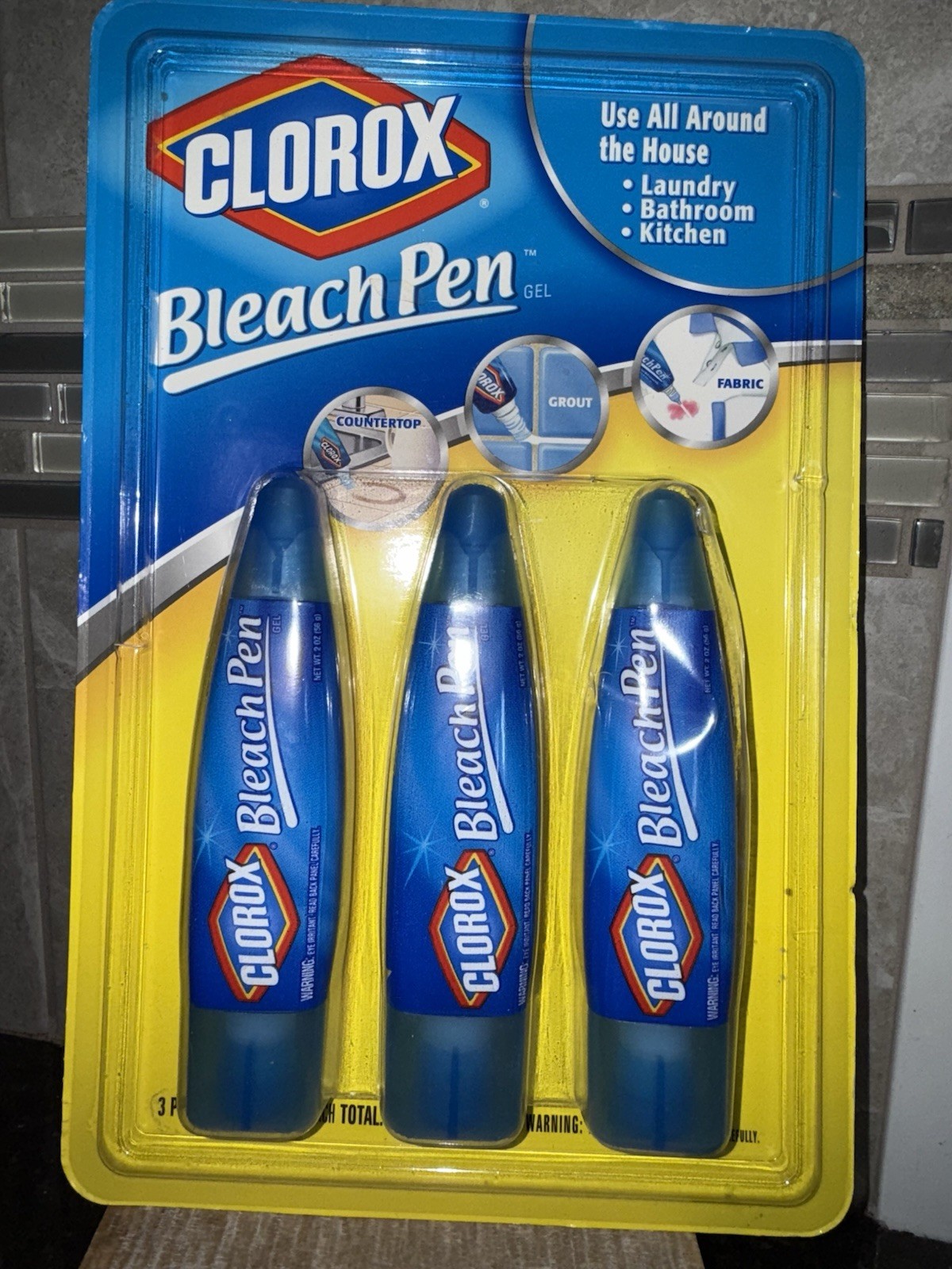 Clorox Bleach Gel Pens (3-Pack) Laundry Kitchen Bathroom 2 Oz Each -New/Sealed