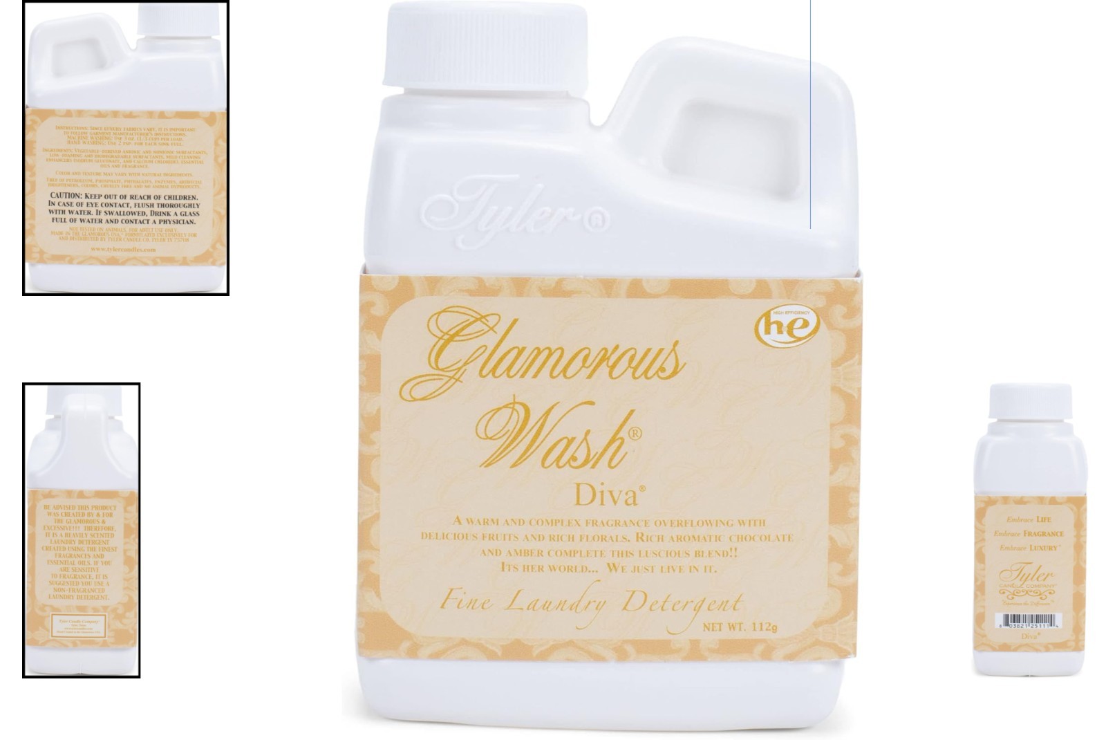 Tyler Candle Co Diva Glamorous Wash – 4oz Travel Size with Long-Lasting Scent