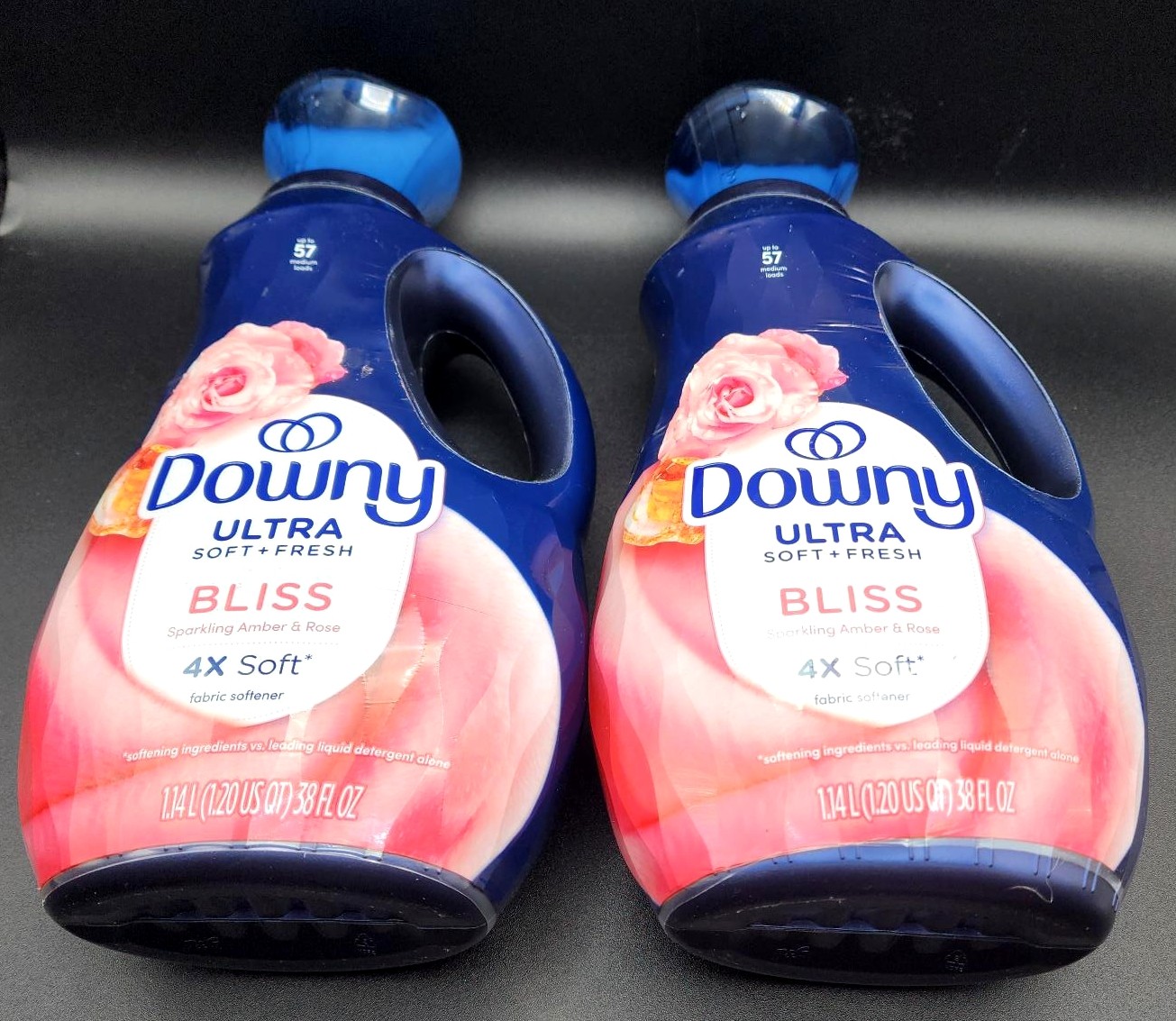 2 Downy ULTRA BLISS Sparking Amber & Rose Fabric Conditioner Softener 38 oz Ea