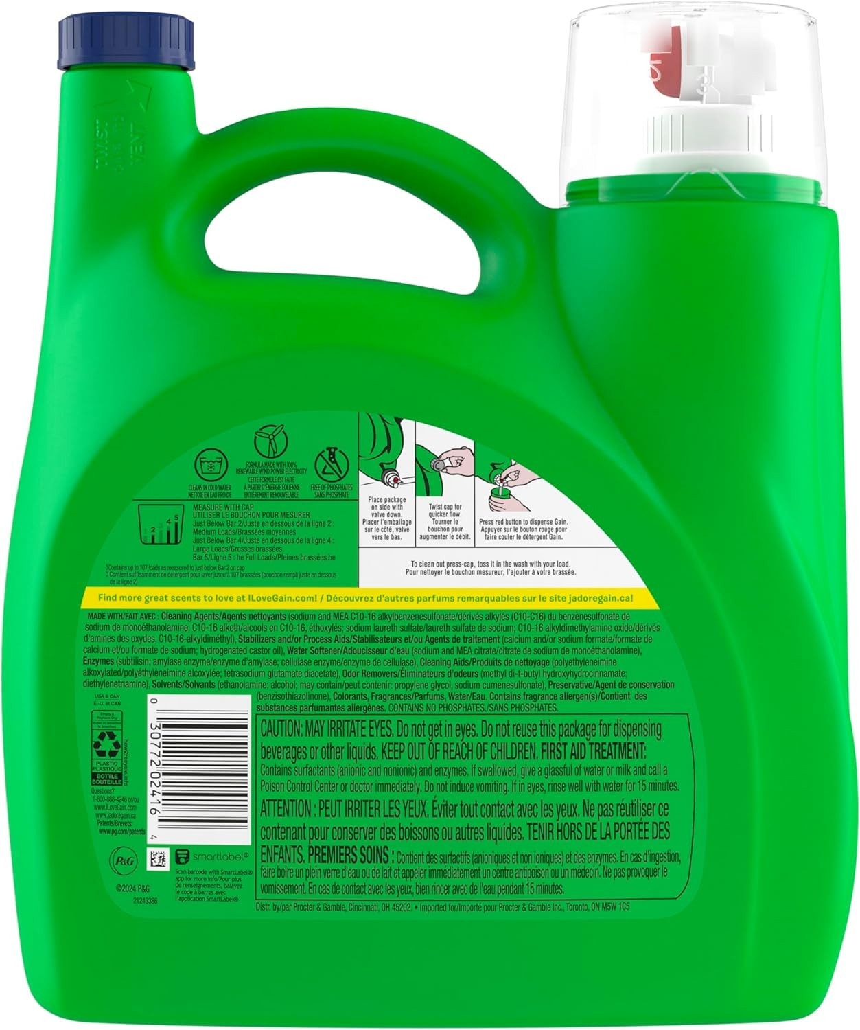 Gain Odor Defense Liquid Laundry Detergent Super Fresh Blast 107 Loads HE