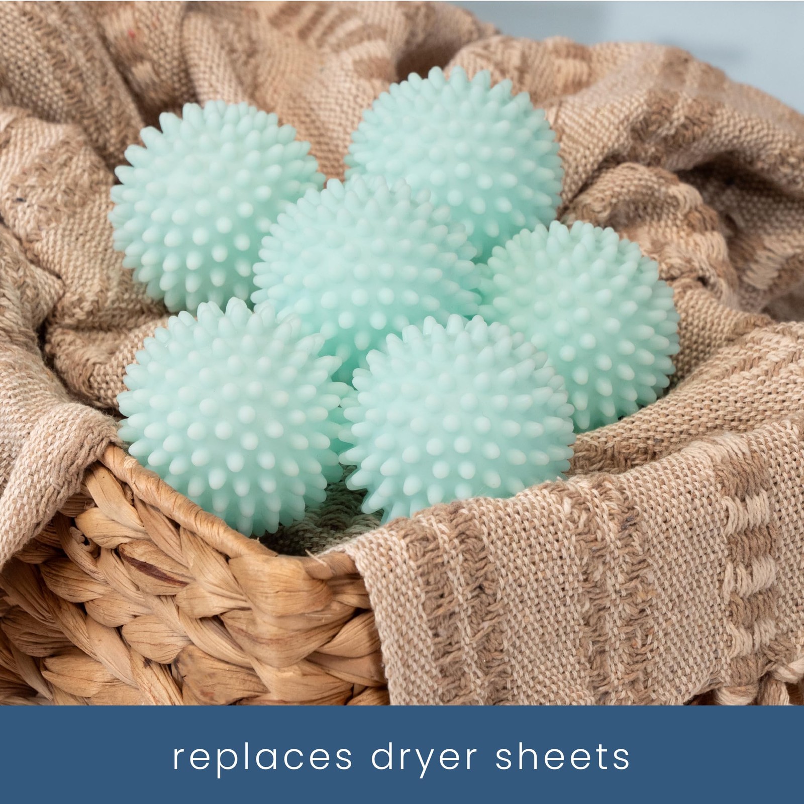 S&T INC. Reusable Plastic Dryer Balls, 6 Pack, 2.5″ Diameter, Mint Blue