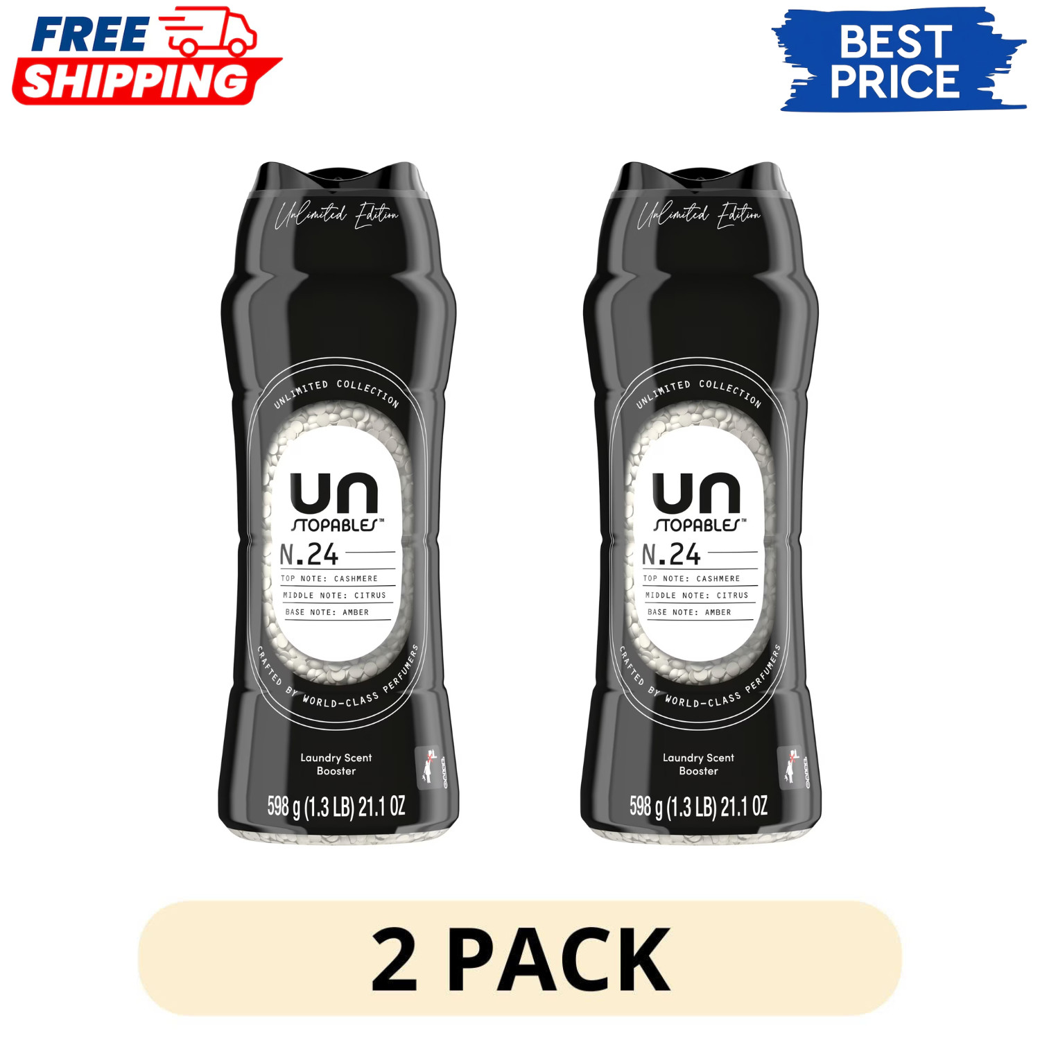 2 Pack Downy Unstopables Unlimited No.24 In-Wash Scent Booster Beads 21.1 oz