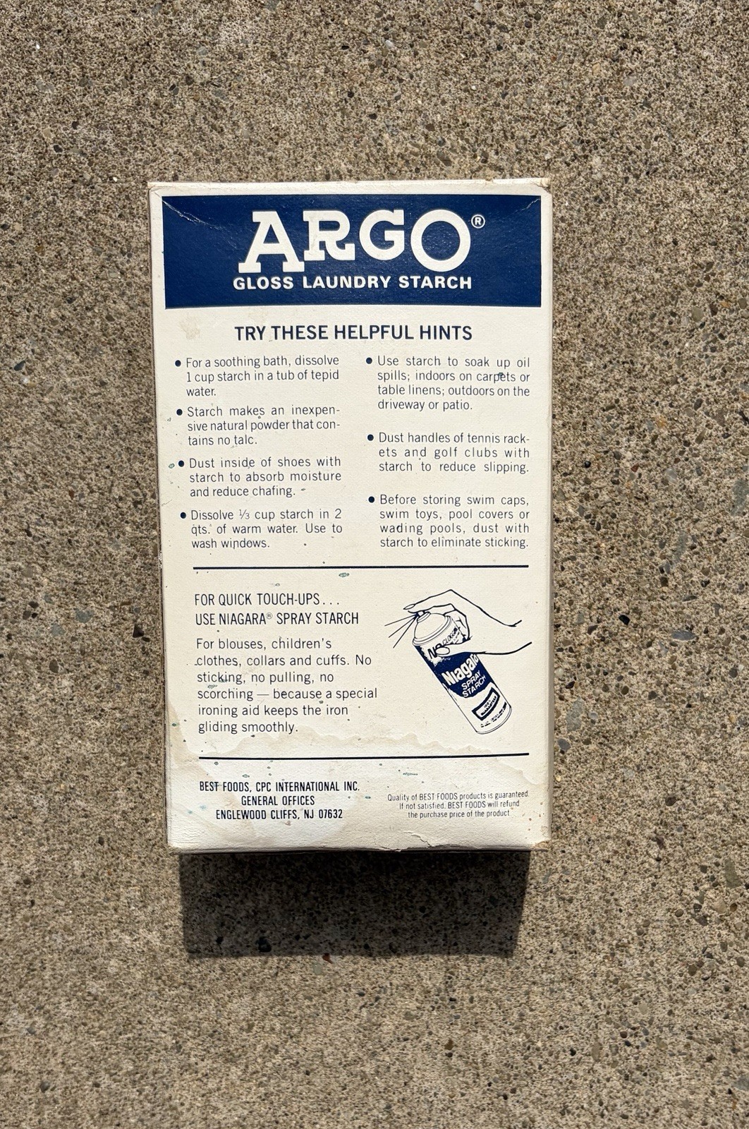 NEW ARGO Gloss Laundry Starch 16oz 1 lb. Blue Box USA Unopened