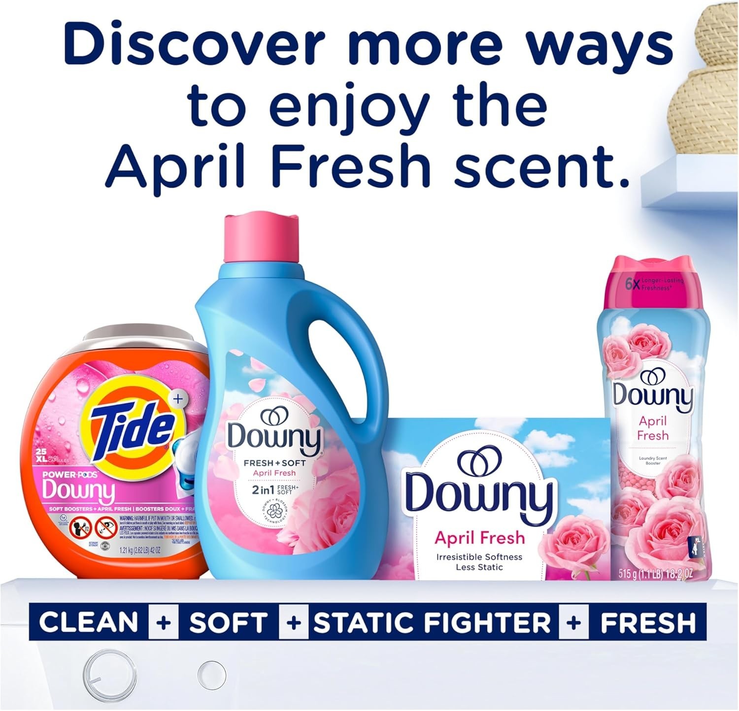 Long-Lasting April Fresh Liquid Fabric Softener, 111 fl oz for Odor-Free Clothes