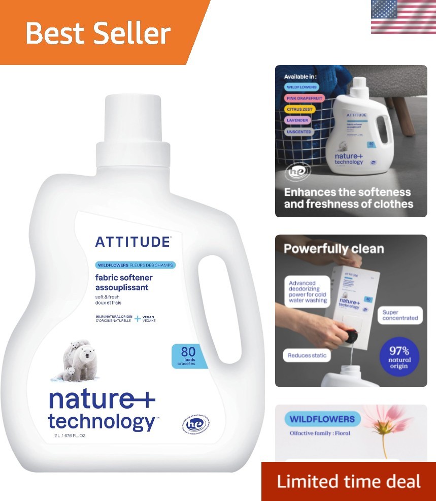 Liquid Fabric Softener, Plant-Based & , HE Compatible, Naturally Derived, Wil…
