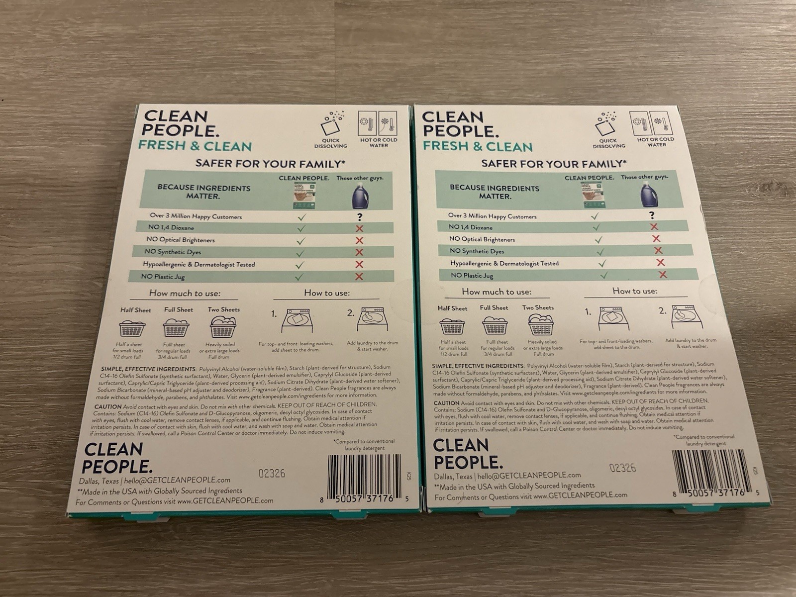 Clean People & Tru Earth Laundry Detergent Sheets Fresh & Clean Lot of 4 Bundle