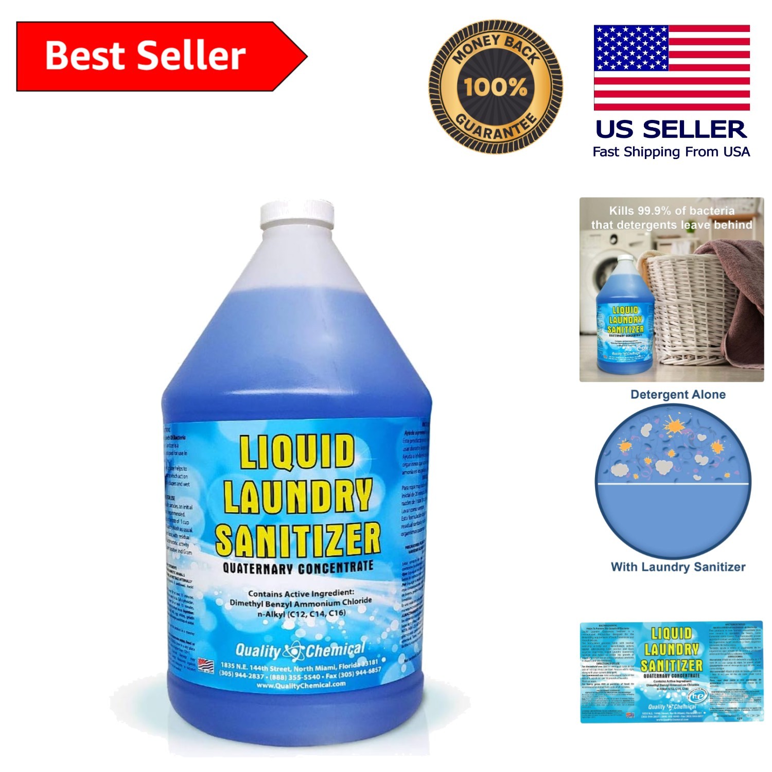 1 Gallon Fabric-Safe Laundry Sanitizer – Eliminates Odors & Inhibits Organisms