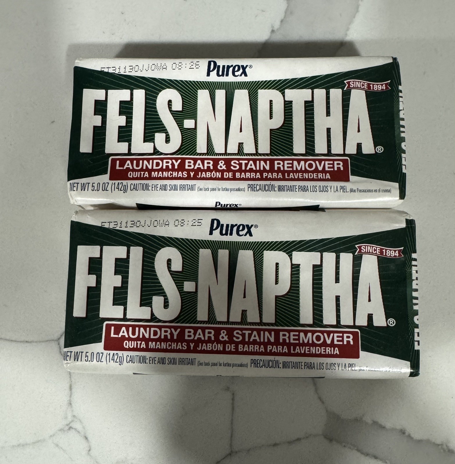 2 Pack Fels-Naptha Laundry Bar & Stain Remover Soap 5 oz Discontinued Purex