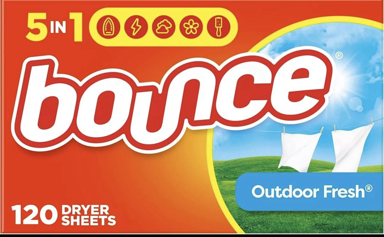 Bounce Dryer Sheets Laundry Fabric Softener, Outdoor Fresh Scent, 120 Count