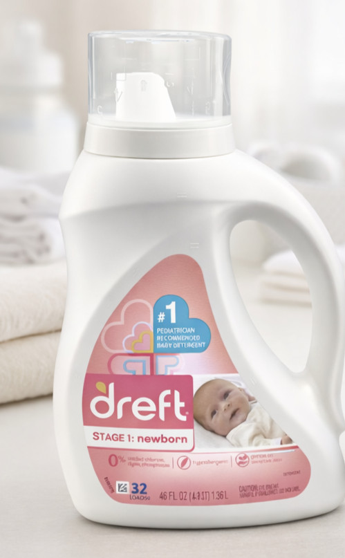 Dreft Stage 1 Newborn Liquid Laundry Detergent 46 fl oz 32 Loads HE