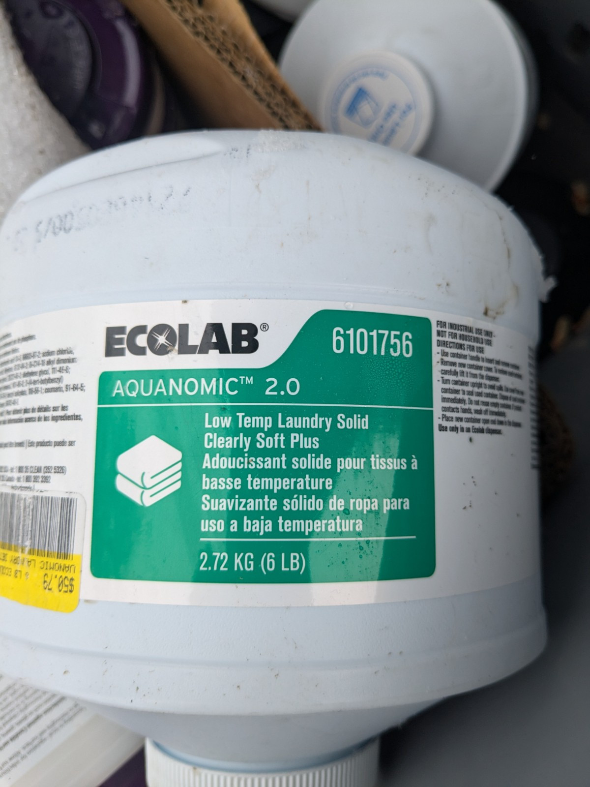 NEW Ecolab Aquanomic 2.0 Low Temp Laundry Solid Clearly Soft Plus | 6 LB