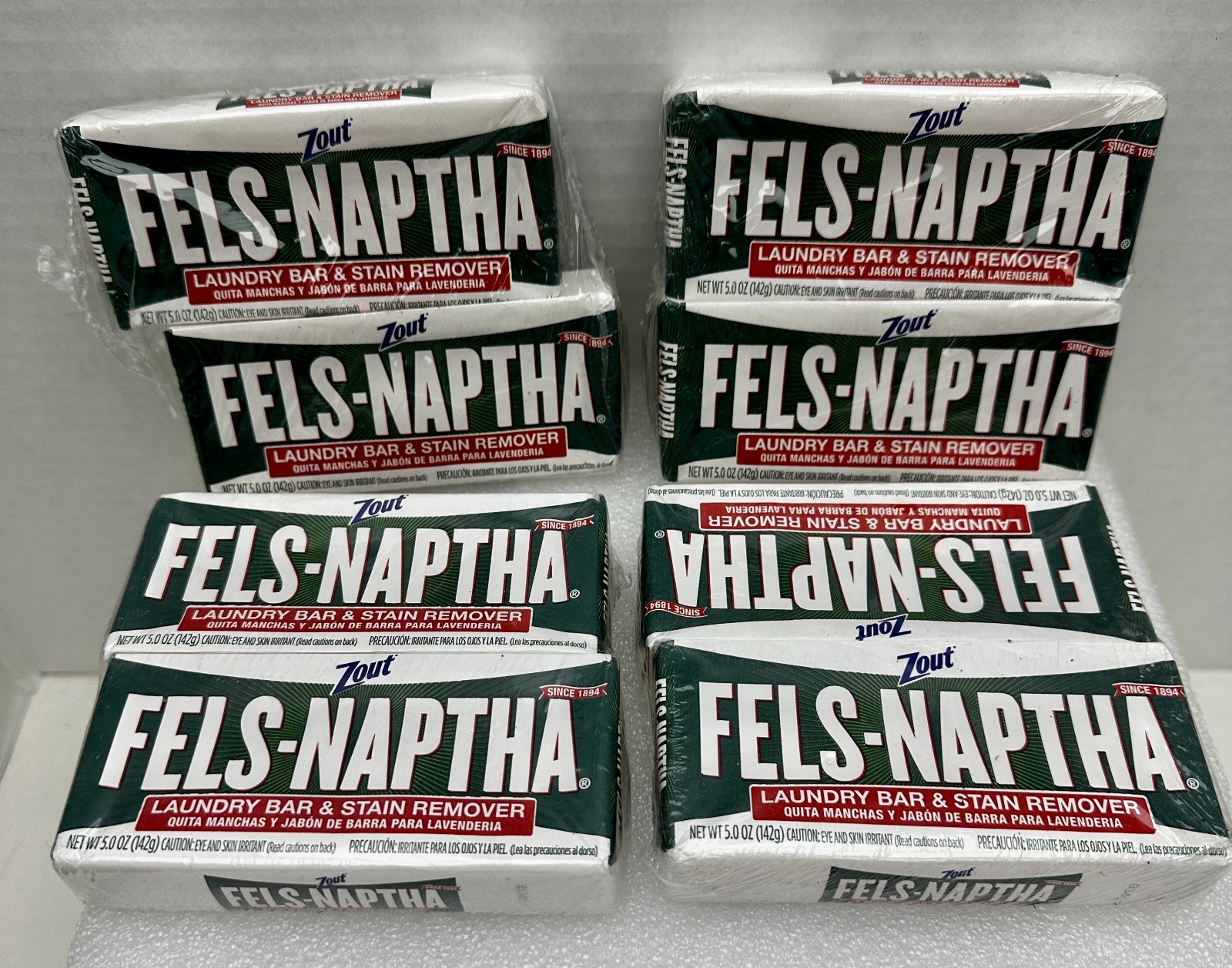x8 Zout Fels Naptha Luandry Bar & Stain Remover 5oz Bars