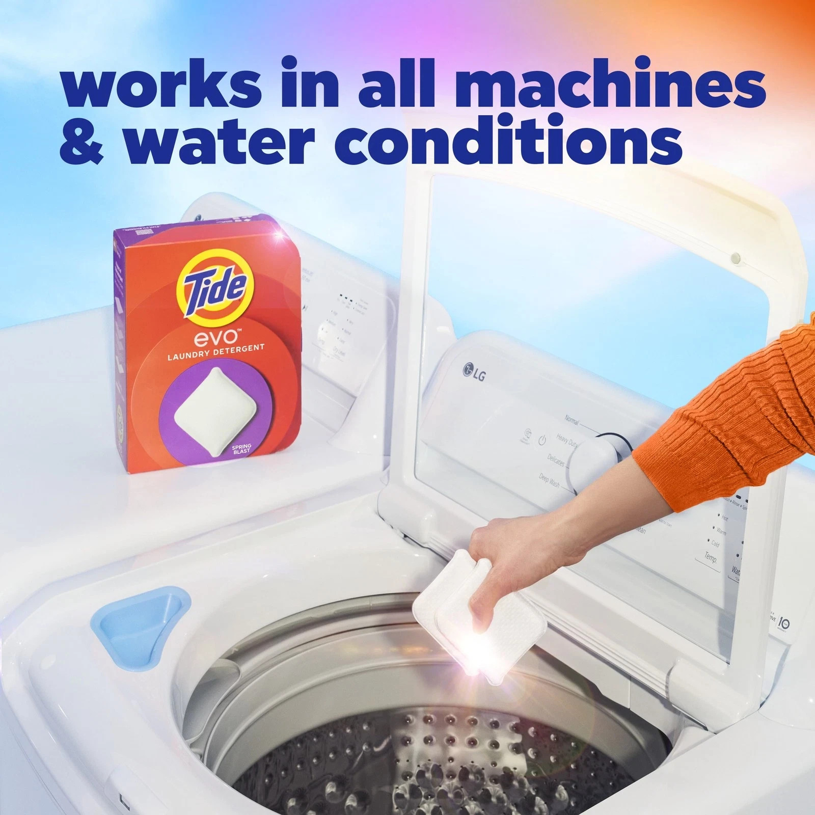 Tide Evo Laundry Detergent Tiles, 100% Concentrated,Spring Blast Scent, 42 Count