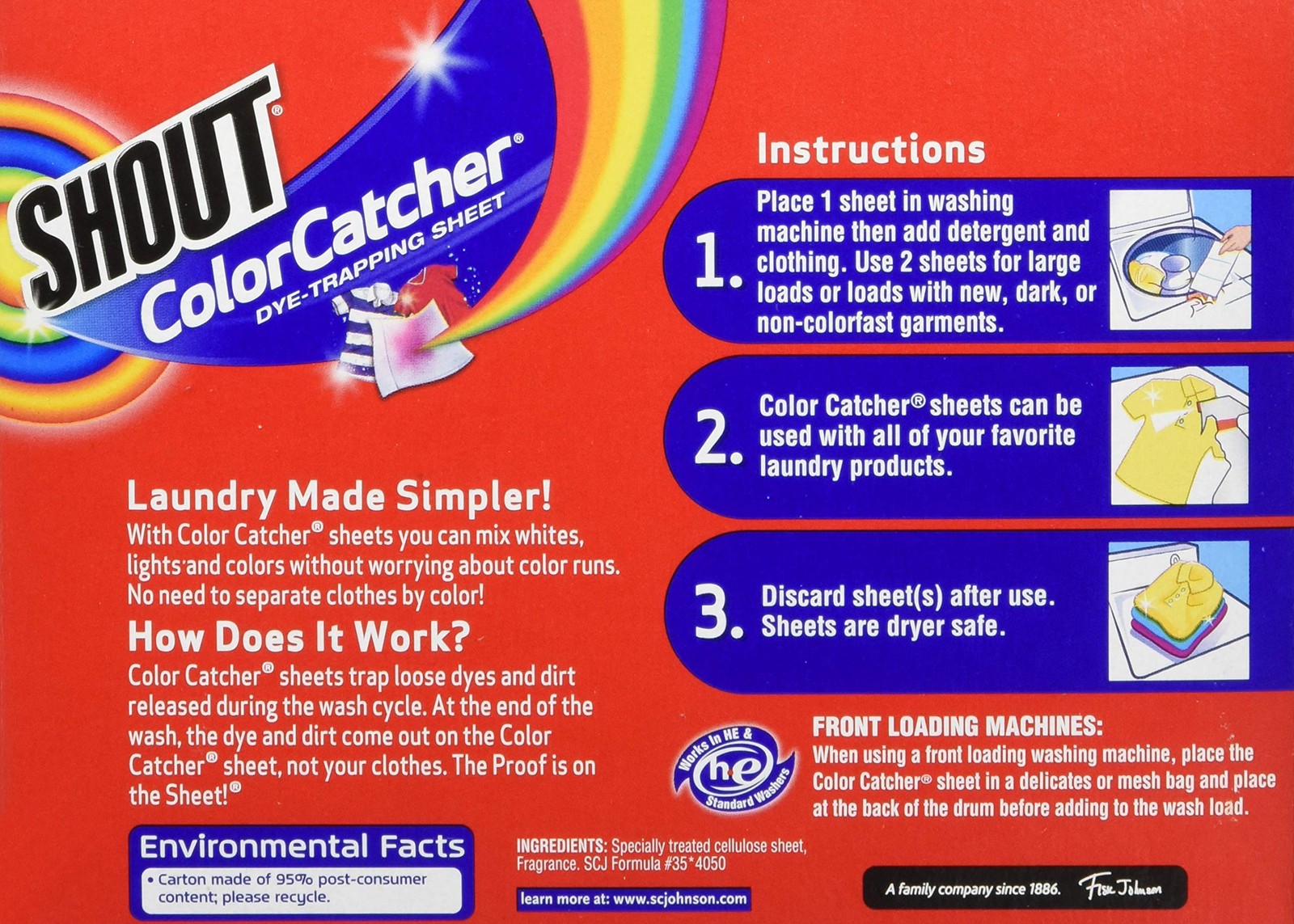 Shout Color Catcher Sheets For Laundry Allow Mixed Washes Prevents Color Runs