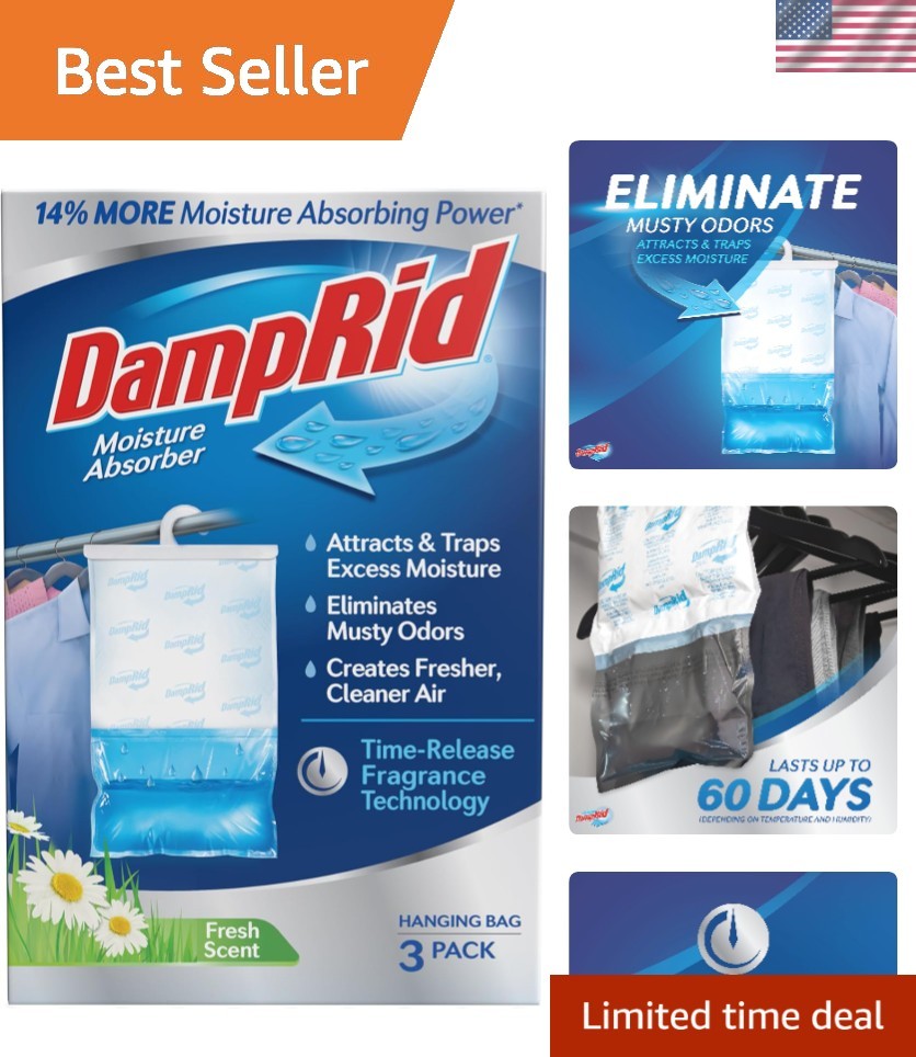Fresh Scent Hanging Moisture Absorber, 16 oz., 3 Pack – Eliminates Musty Odor…