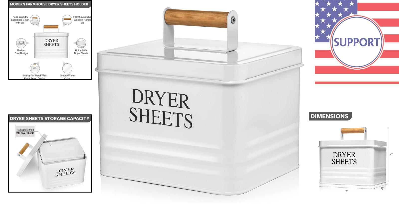 Sleek Modern Farmhouse Dryer Sheets Holder – Quality Metal, 240 Sheets Capacity