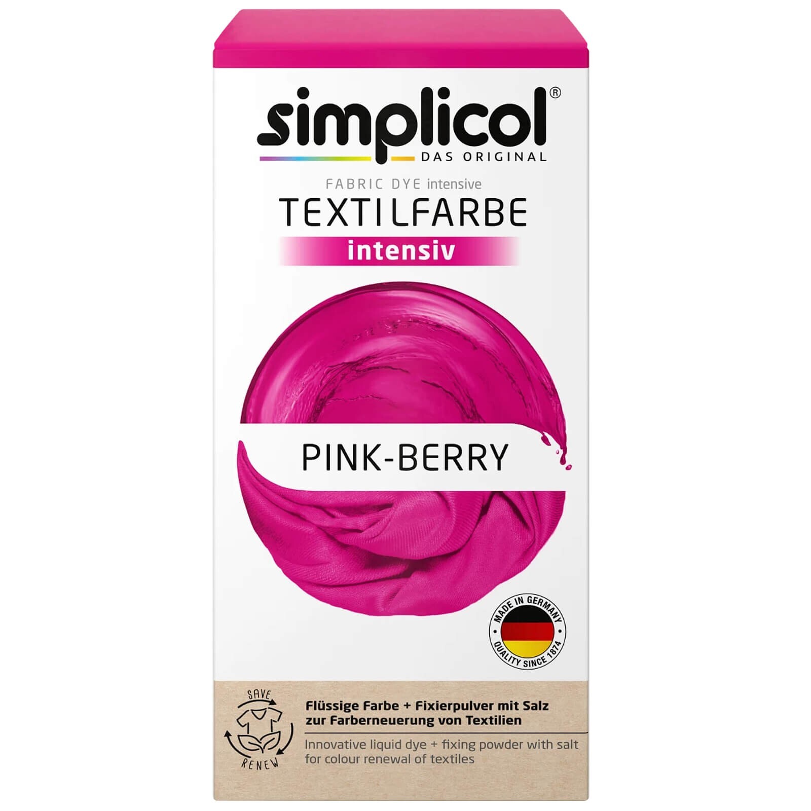Simplicol Fabric Dye INTENSIVE All in 1 Pink – Berry Color incl. Fixing Powder