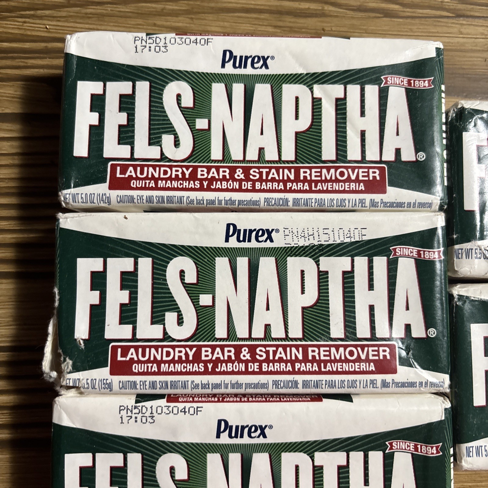 Lot Of 5 Purex Fels-Naptha Laundry Bar and Stain Remover – 5 oz Each