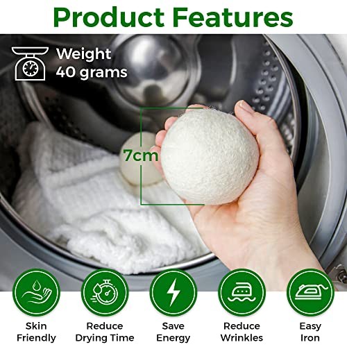4-Pack XL Wool Dryer Balls – Organic NZ Wool Fabric Softener, Reduce Wrinkles &