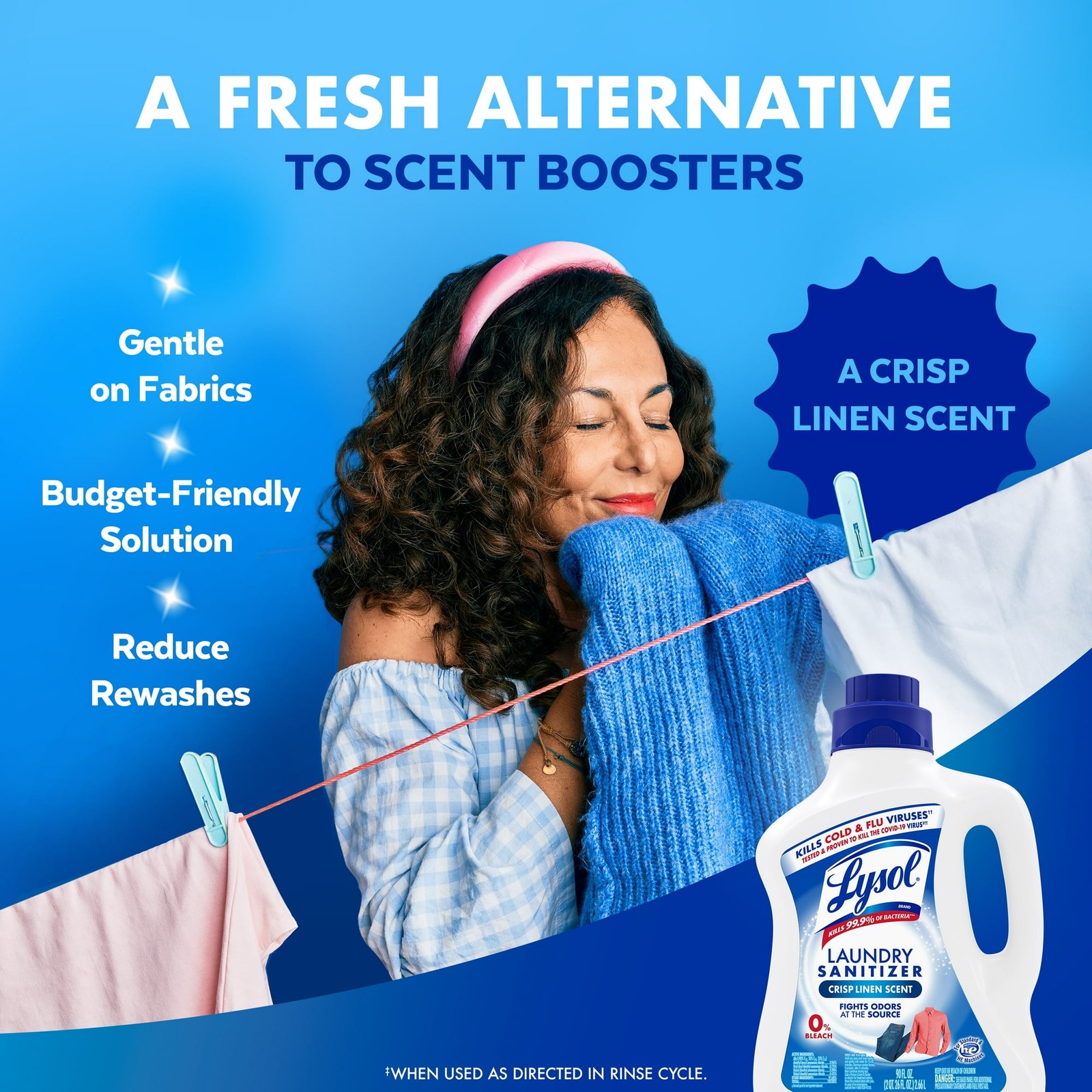 Lysol Laundry Sanitizer Additive Crisp Linen 90 fl oz Kills Bacteria