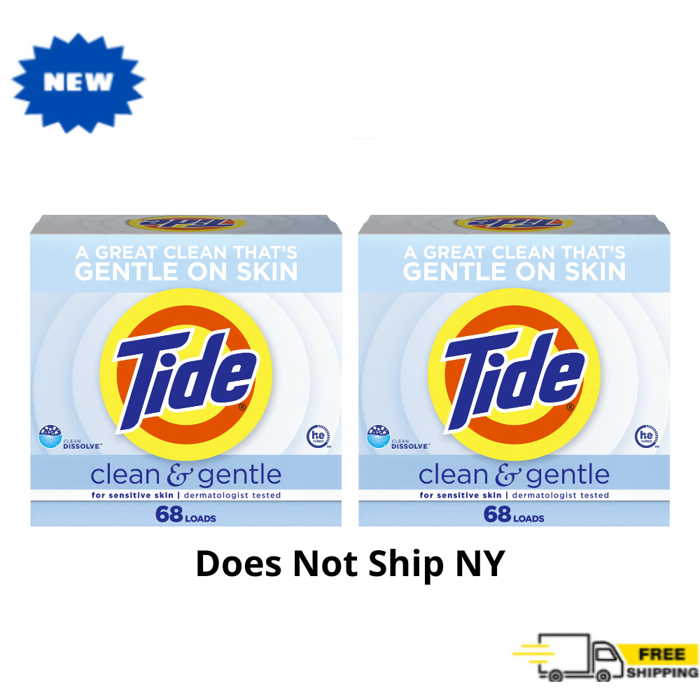 Tide Clean & Gentle Powder Laundry Detergent, Unscented, 77 oz, 68 Loads, 2 Pack