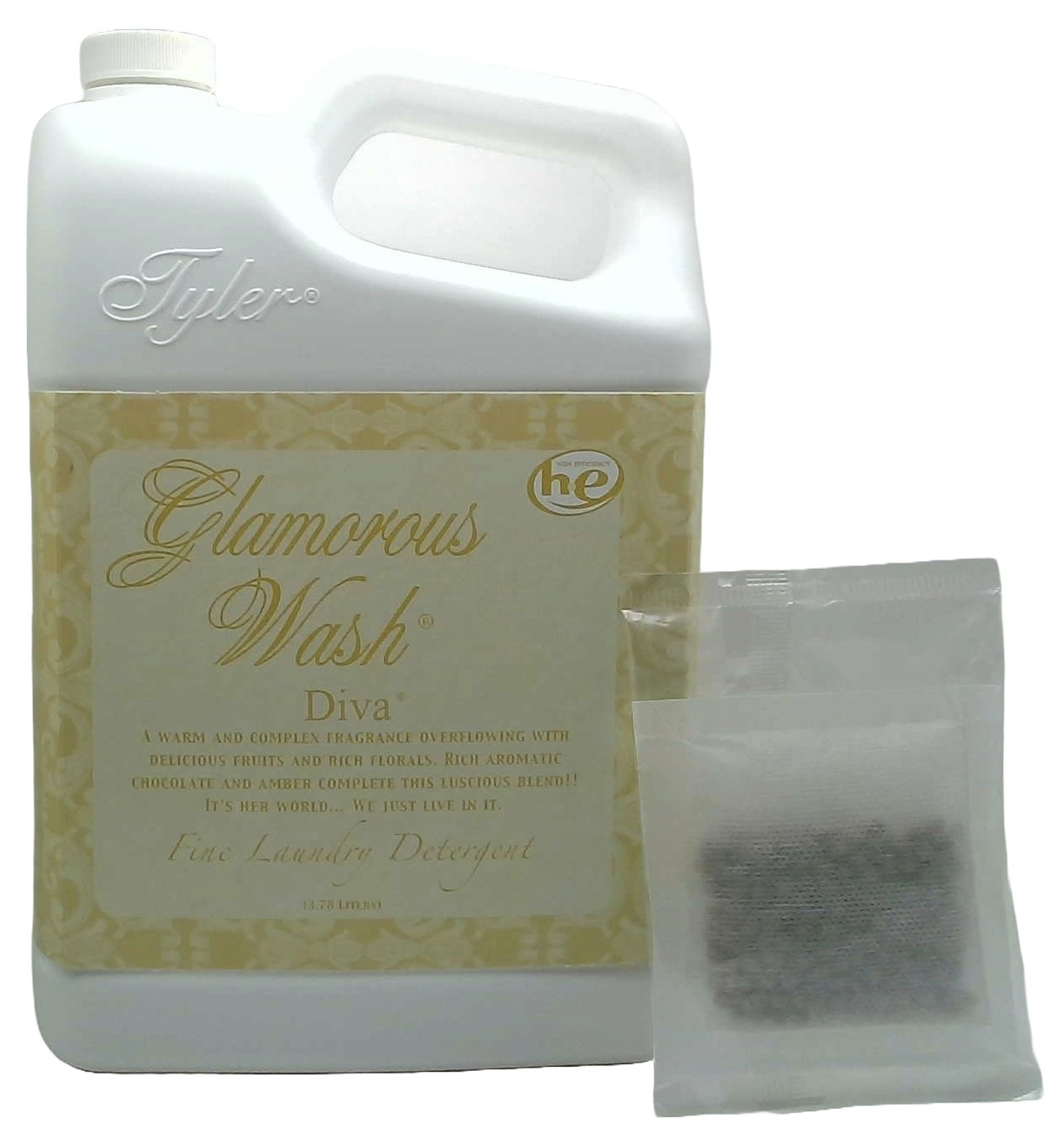 Tyler Candle – Glamorous Wash – Diva fragrance with sachet pouch – 128oz / 3.78L