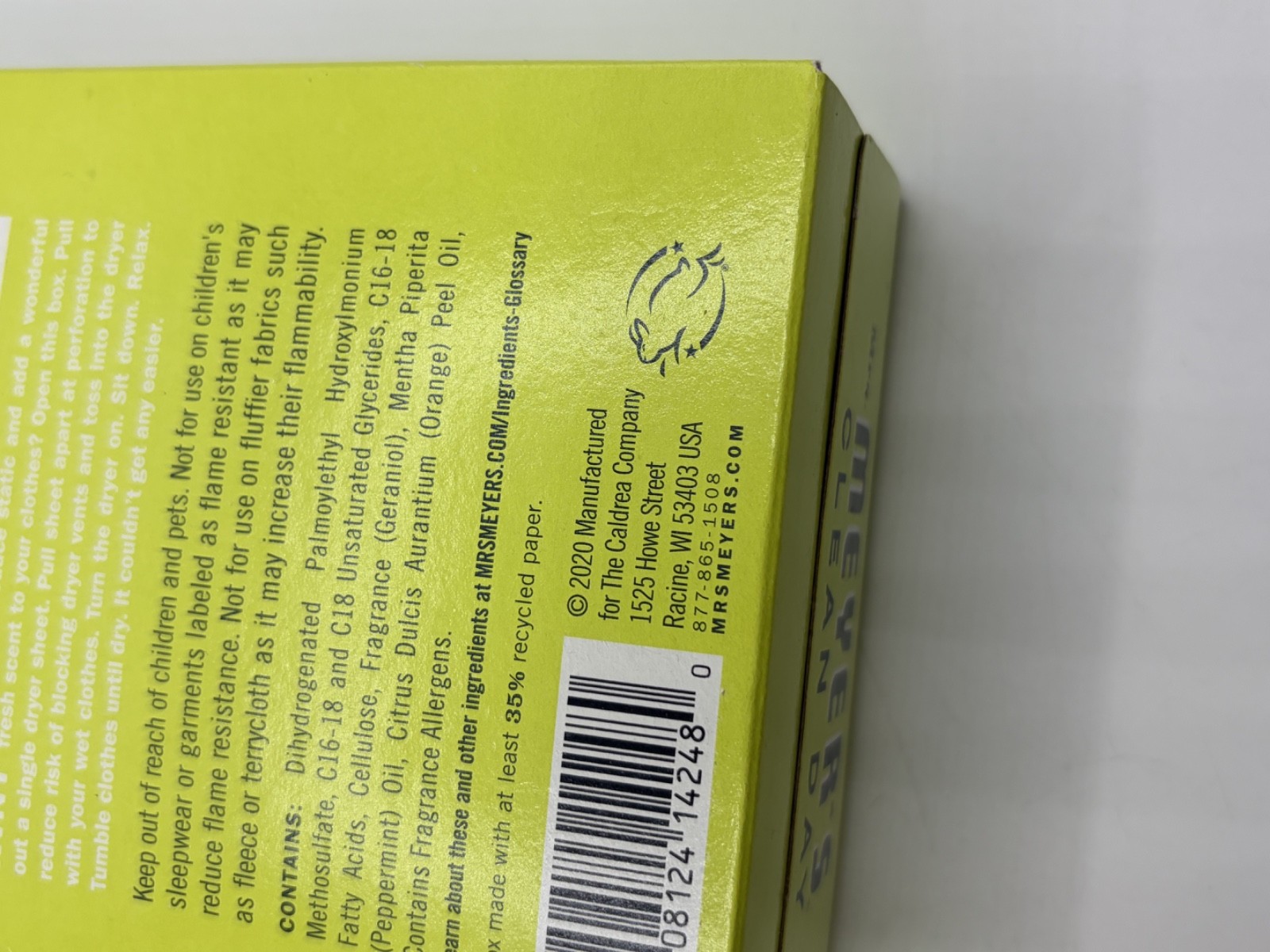 4 Mrs. Meyer’s Clean Day Dryer Sheets Lemon Verbena Scent 80 Count Boxes