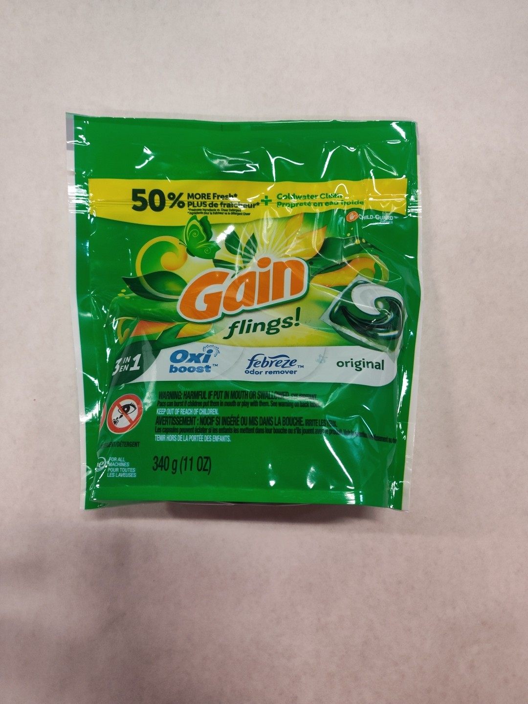 Gain Flings 3 in 1 Original Laundry Detergent Pods – 16 Packs (340g)