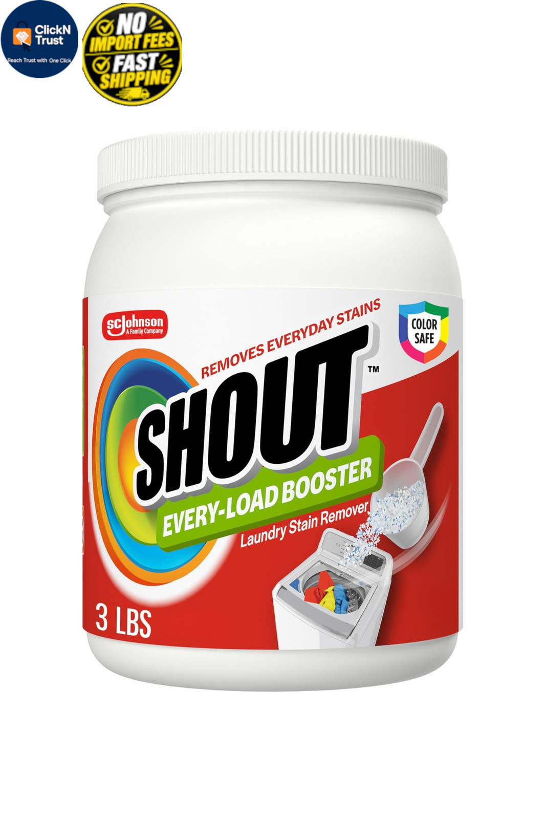 Shout In-Wash Every-Load Booster Laundry Stain 48 Ounce (Pack of 1), White