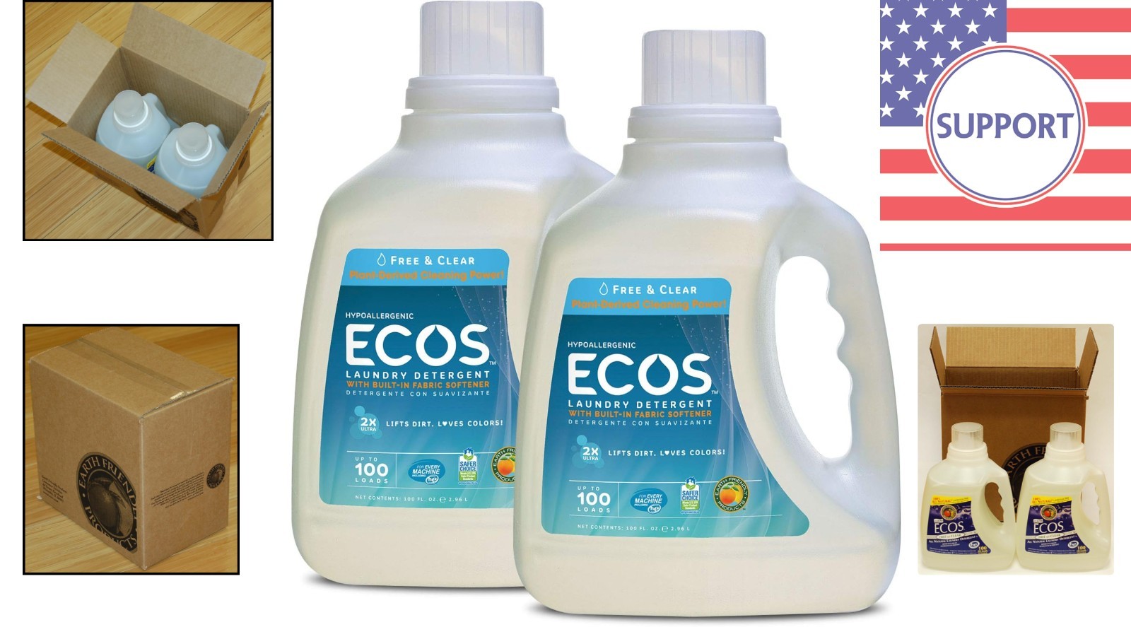Ecos 2-Pack 100 Fl Oz Fragrance-Free Laundry Detergent | Chemical-Free Clean