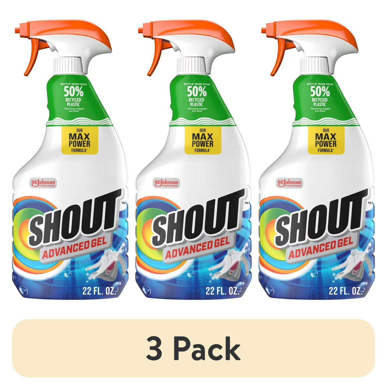 Shout Advanced Action Gel Laundry Stain Remover 22 fl oz 3 Pack