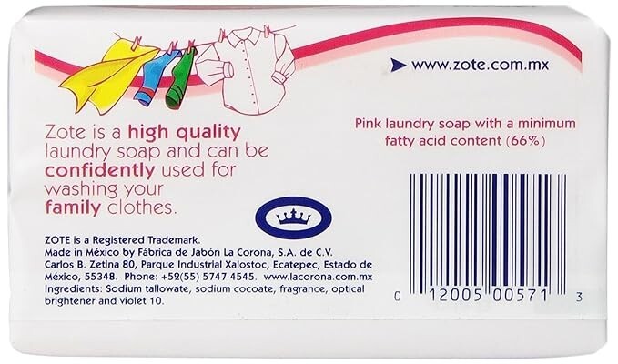 6 Pack of Zote Laundry Soap Bar Pink 14.1 oz (400gr)
