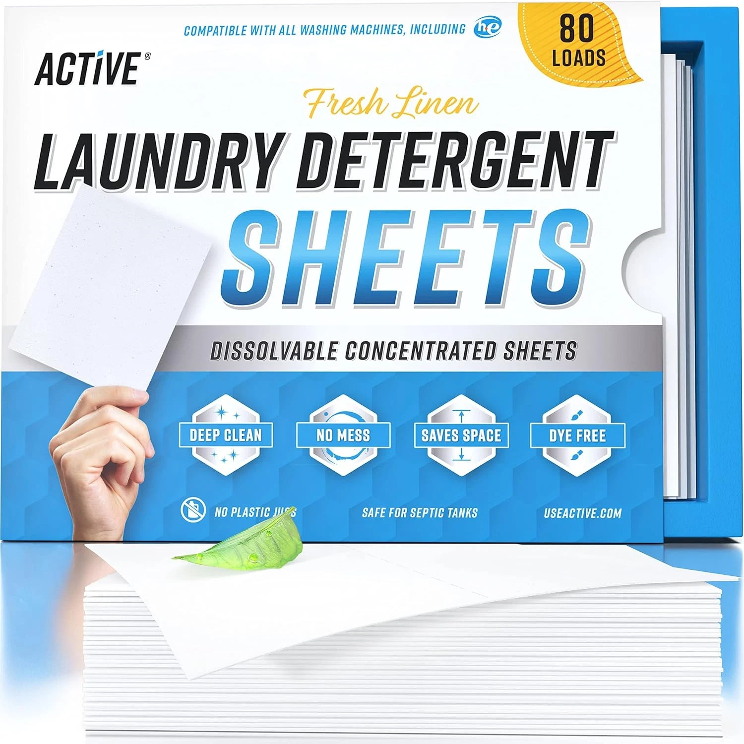 Laundry Detergent Sheets Eco Washing Strips – 80 Loads, Liquidless Fresh Scented