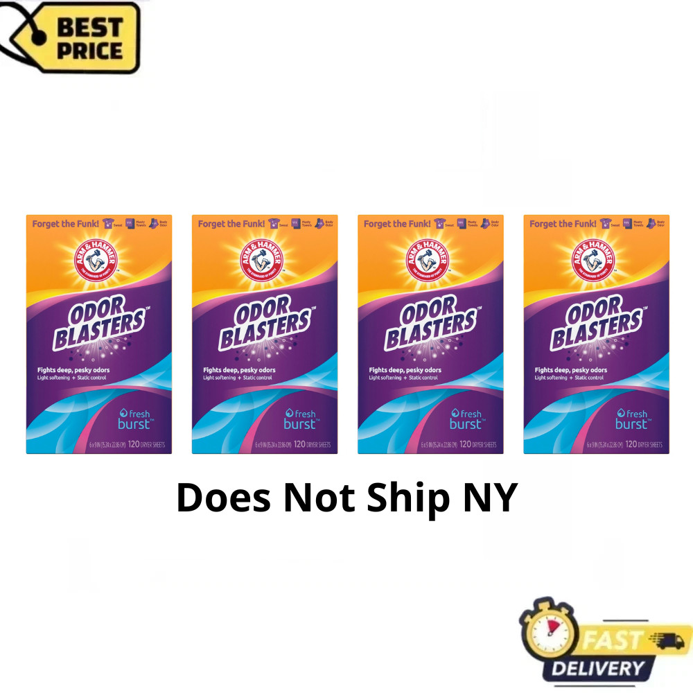 Arm & Hammer Odor Blaster Dryer Sheets, Fresh Burst, 120 Ct (4 Pack, 480 Total)