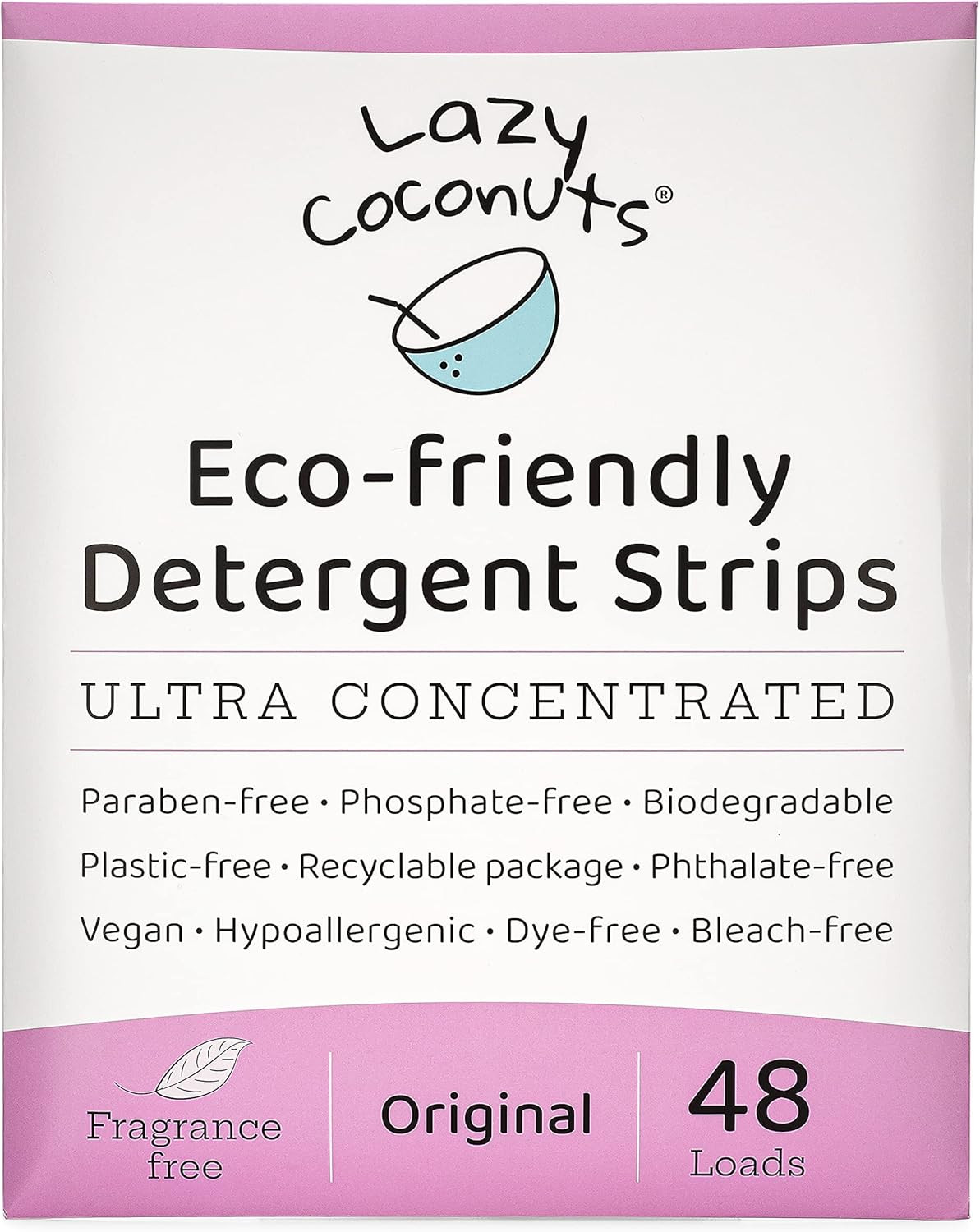 Eco Friendly, Plant Powered Laundry Detergent Strips – Fragrance Free, Unscented