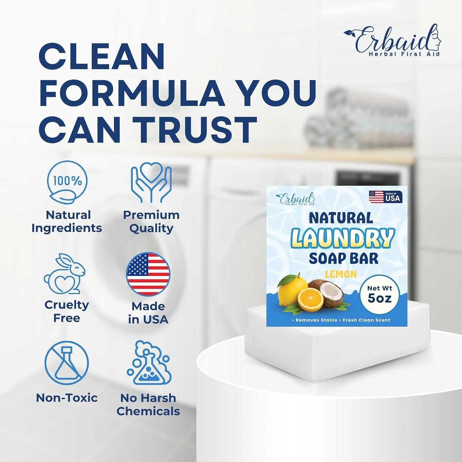 Laundry Soap Bar – Natural Laundry Stain Remover for Clothes, Hand Washing & Eve