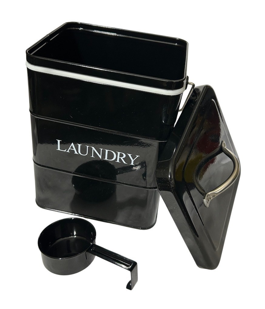 Laundry Powder Bin, Washing Powder Storage Tin with Scoop, Airtight Lid & Han..!