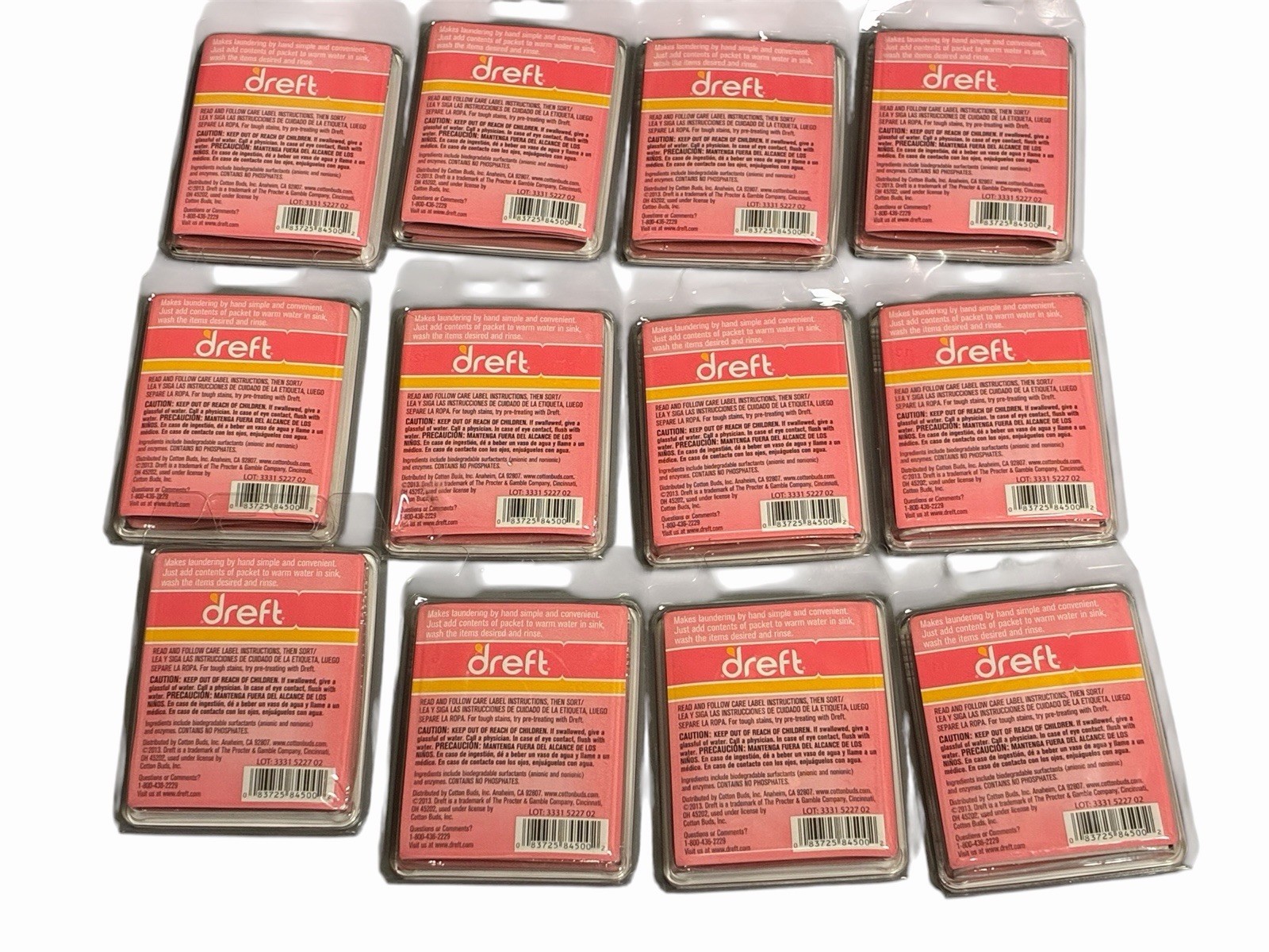Dreft Baby Detergent Travel Sink Packets Hand Wash Lot 12 Sealed 3 Each Pack New