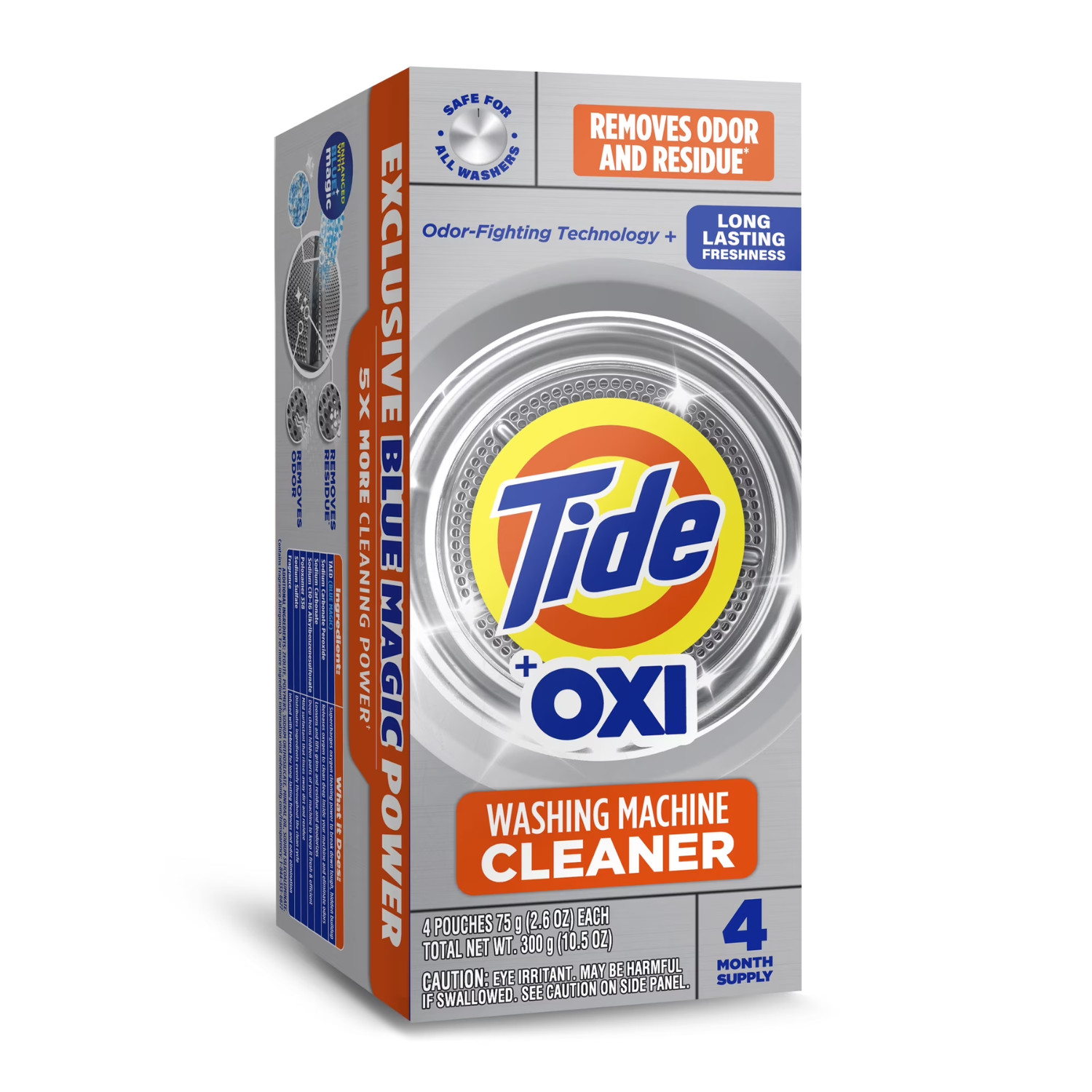 (3 Pack)Tide Washing Machine Cleaner with Oxi Powder 4 Count Odor Eliminator