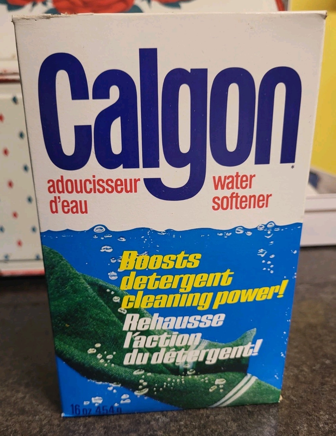 Vintage Calgon Laundry Water Softener 16Oz Box NEVER OPENED SEALED 1980s CANADA