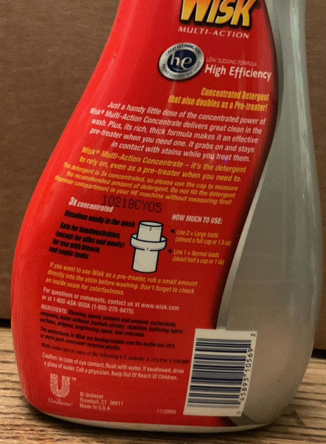 Wisk Multi-Action 3X Concentrated Low Sudsing Formula HE Laundry Detergent ~ NOS