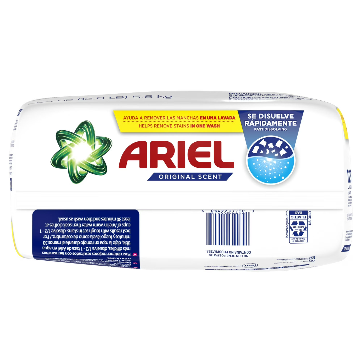 Ariel Laundry Detergent Powder Original Scent 5.8 kg 129 Loads
