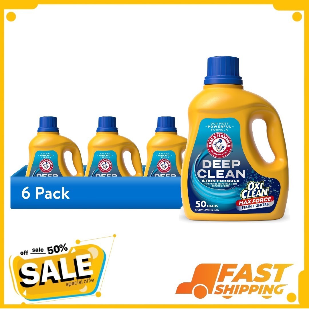 (6 pack) ARM & HAMMER Deep Clean OxiClean Max Force Laundry Detergent, 75 fl oz