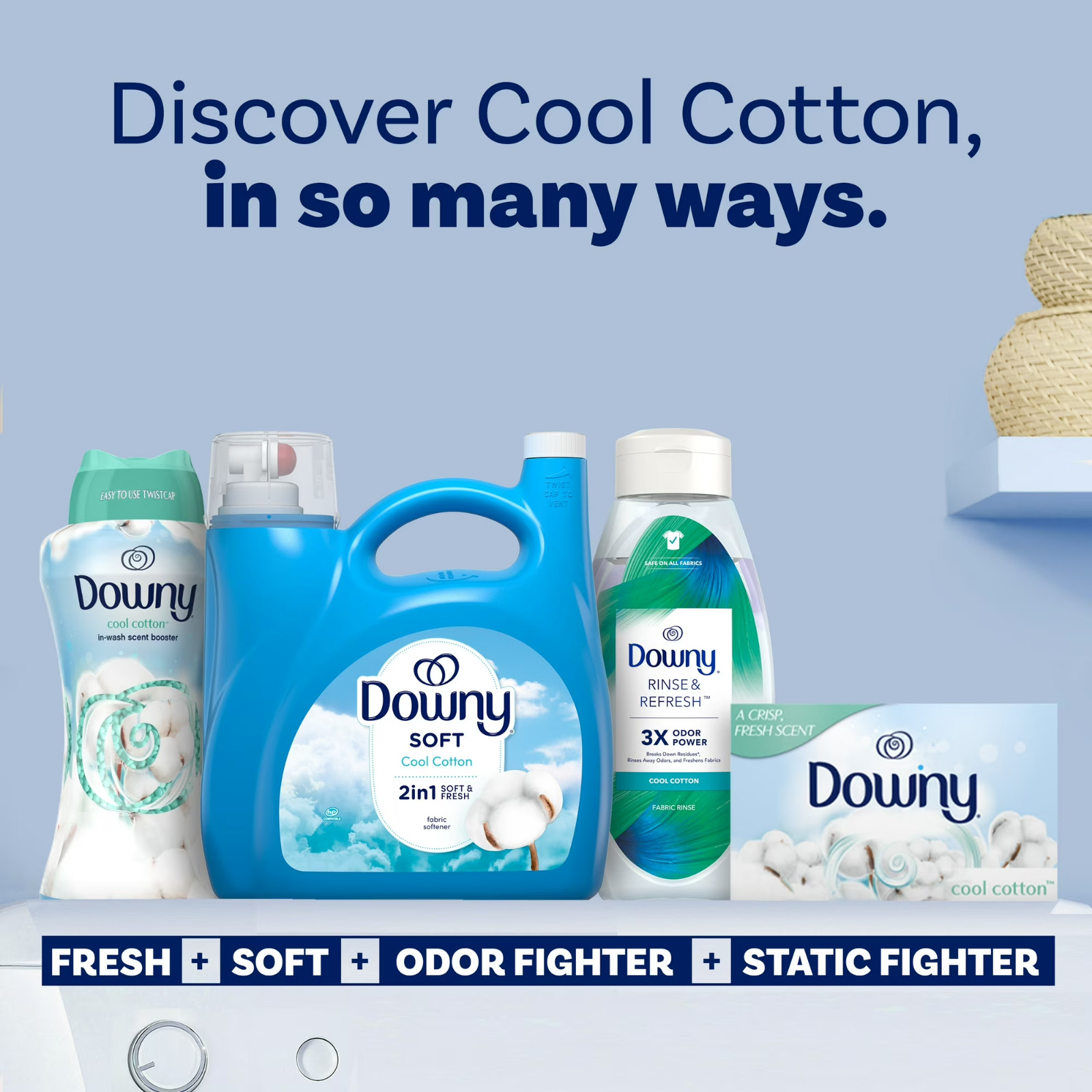 Downy Fabric Softener Cool Cotton 140 fl oz 190 Loads