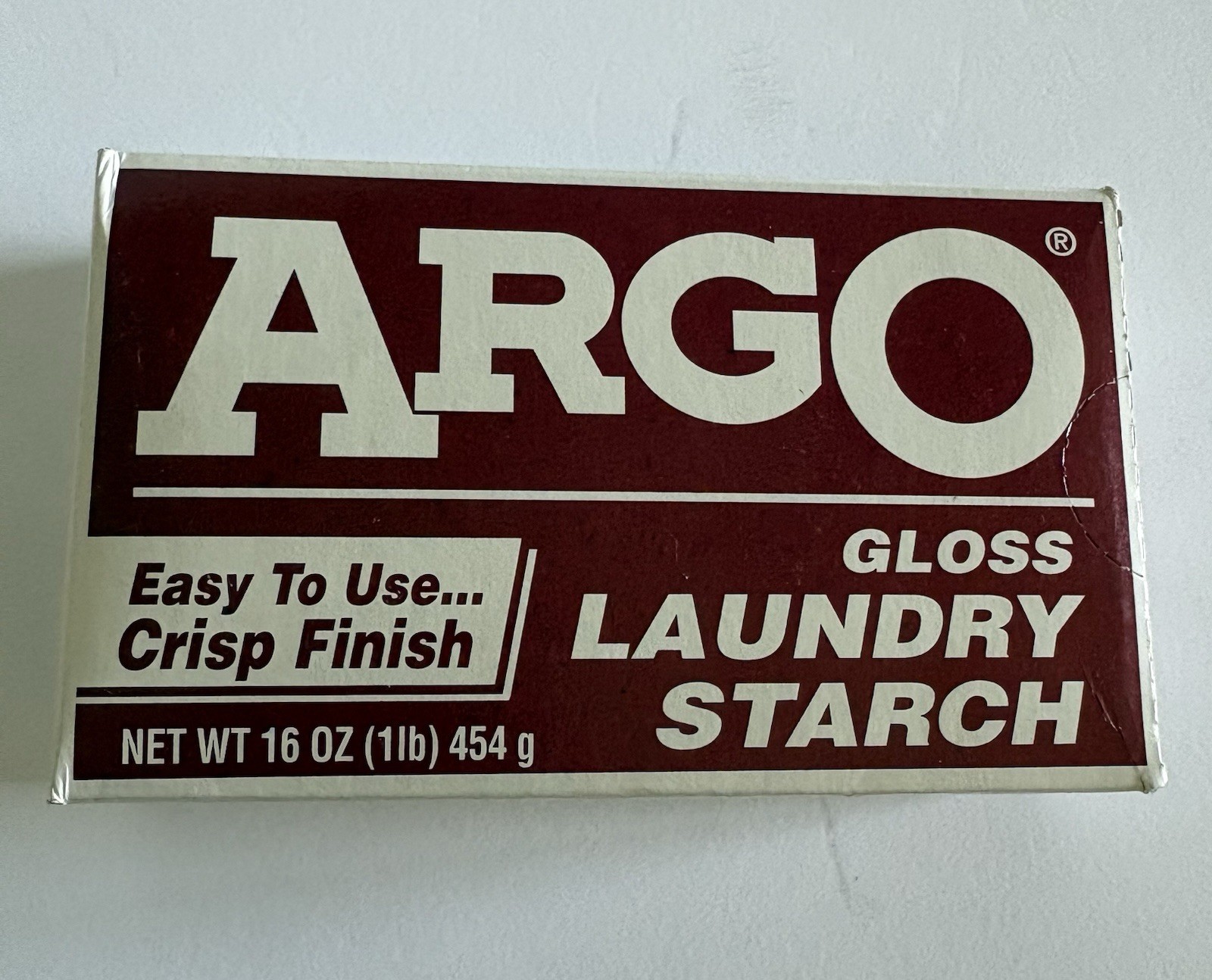 Argo Gloss Laundry Starch Crisp Finish 16 oz Discontinued HTF NOS Crafts Red Box